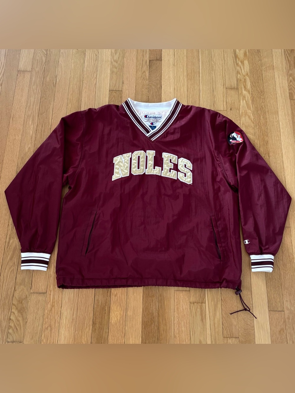 Vintage 90s Champion FSU Seminoles Pullover Jacket XL Mens Nylon V Neck Florida